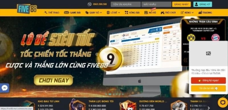 Five88 là một nhà cái uy tín và được biết đến rộng rãi trong ngành cá cược trực tuyến. Với nền tảng đáng tin cậy và đa dạng các trò chơi, Five88 mang đến cho người chơi trải nghiệm giải trí tuyệt vời và cơ hội kiếm lợi nhuận cao. Với giao diện thân thiện và dễ sử dụng, nhà cái này thu hút người dùng từ khắp nơi trên thế giới. Đặc biệt, Five88 còn có dịch vụ khách hàng chuyên nghiệp và hỗ trợ 24/7, giúp đ