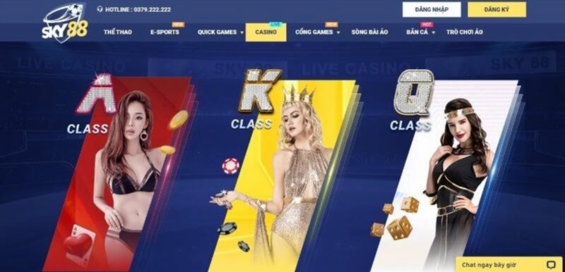 Live Casino của Sky88 là một phần của nền tảng giải trí trực tuyến nổi tiếng, mang đến cho người chơi trải nghiệm độc đáo và hấp dẫn với các trò chơi casino trực tiếp như Baccarat, Roulette, Blackjack và nhiều trò chơi khác. Với công nghệ tiên tiến và đội ngũ nhân viên chuyên nghiệp, Live Casino của Sky88 đảm bảo mang đến sự hứng khởi và thú vị cho người chơi.