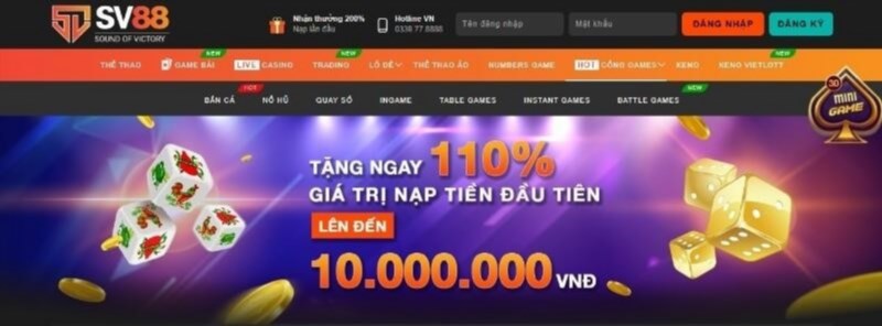 Nhận ngay 110% tiền thưởng cho lần nạp đầu tiên của bạn.