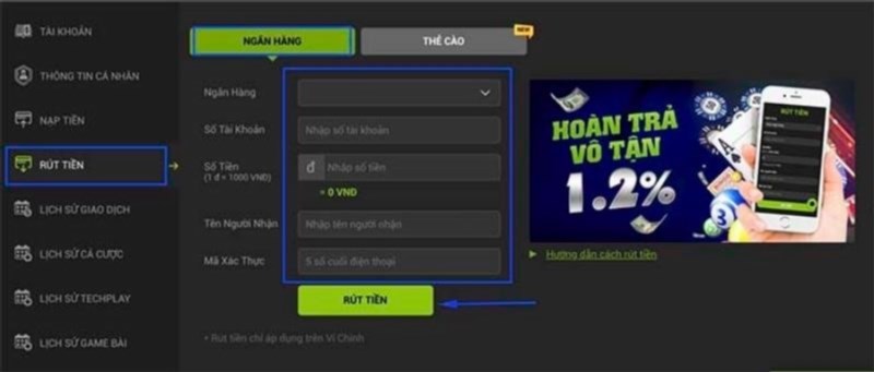 Hướng dẫn rút tiền tại nhà cái Zbet bao gồm các bước thực hiện như sau: đăng nhập vào tài khoản Zbet, sau đó chọn mục 